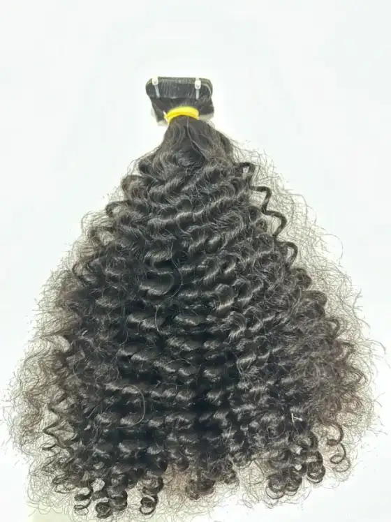 Natural black curly bulk hair bundle